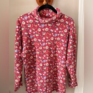 Hunt Club Red Floral Turtleneck- Size Large